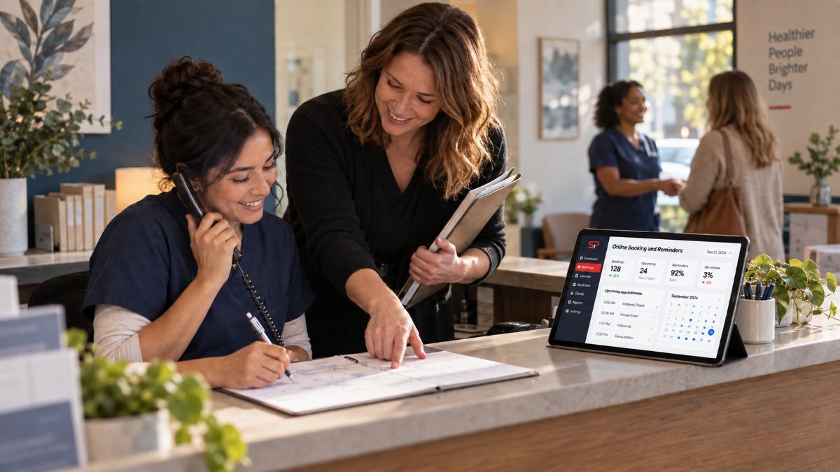 The front desk taking a booking